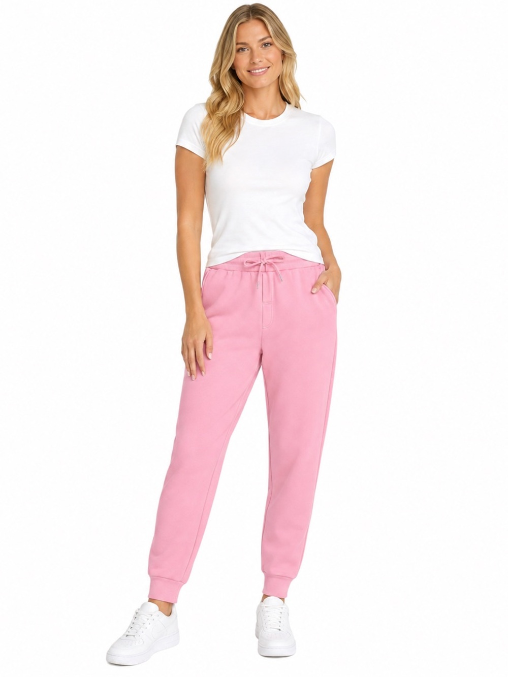 Casual Pink Drawstring Joggers-Small